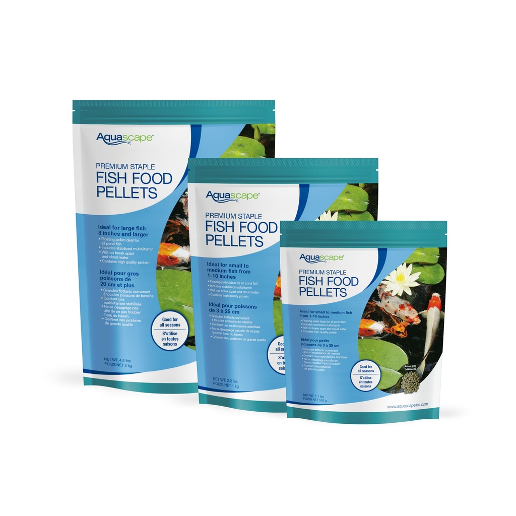 AQUASCAPE PREMIUM STAPLE FISH FOOD-SMALL PELLETS - 2.2 LB / 1 KG