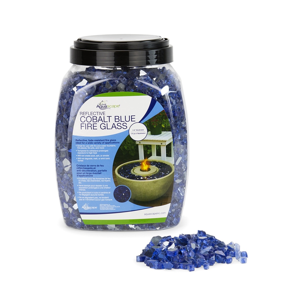AQUASCAPE 1/4" REFLECTIVE COBALT BLUE FIRE GLASS - 10 LB / 4.5 KG