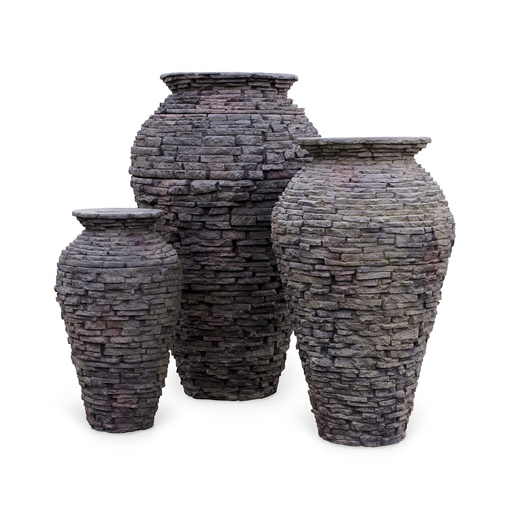 [AQS98939] AQUASCAPE STACKED SLATE URN - 33.5" H (85 CM)