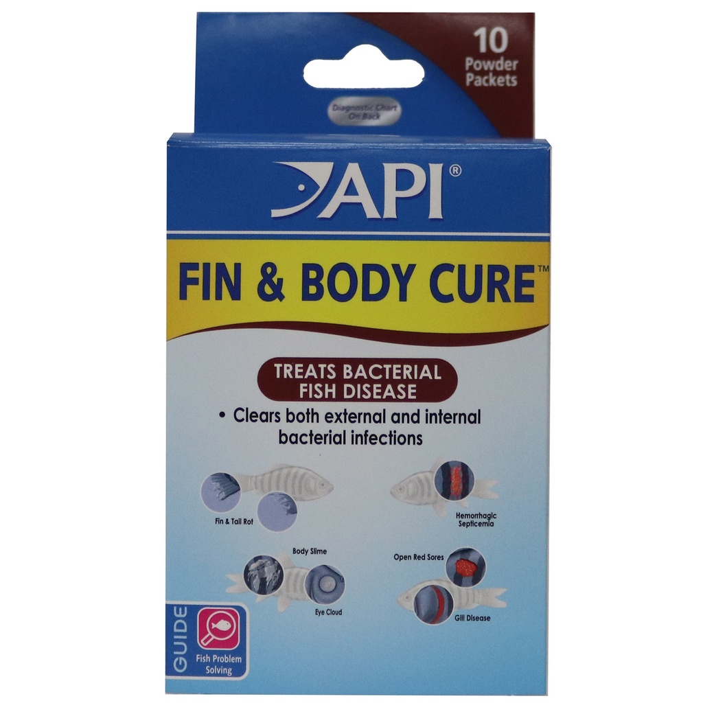 Mars Fishcare API FIN & BODY CURE Freshwater Fish Powder Medication 10-Count Box
