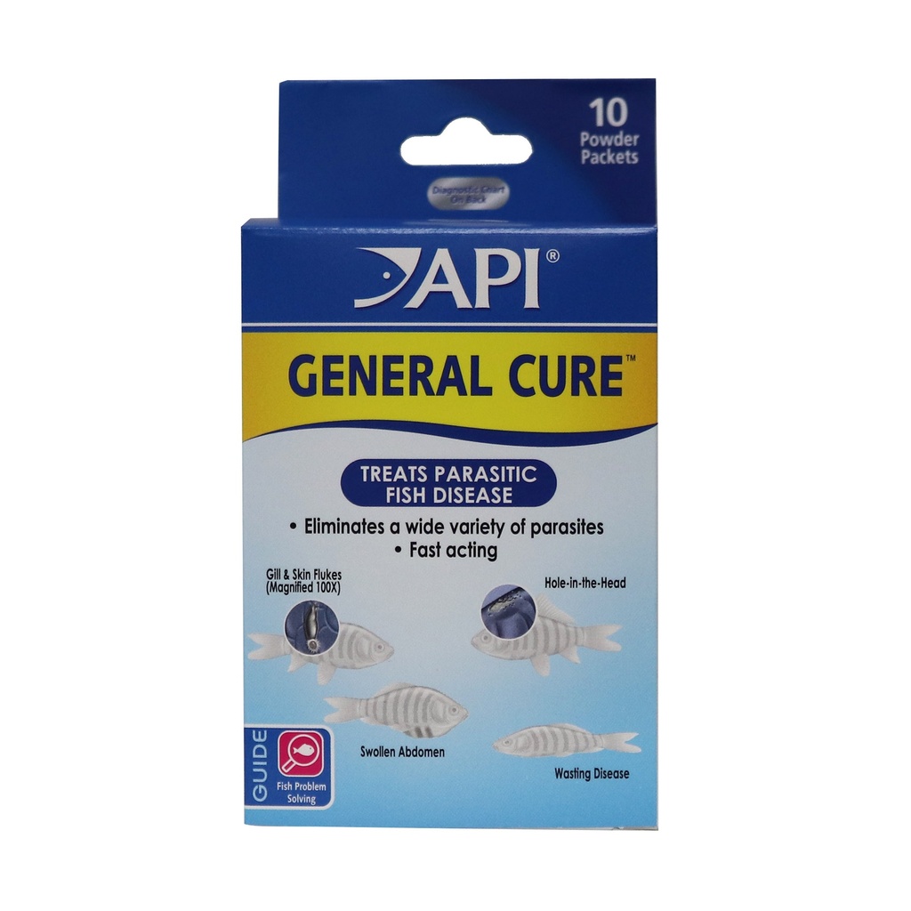 Mars Fishcare API GENERAL CURE Freshwater and Saltwater Fish Powder Medication 10-Count Box