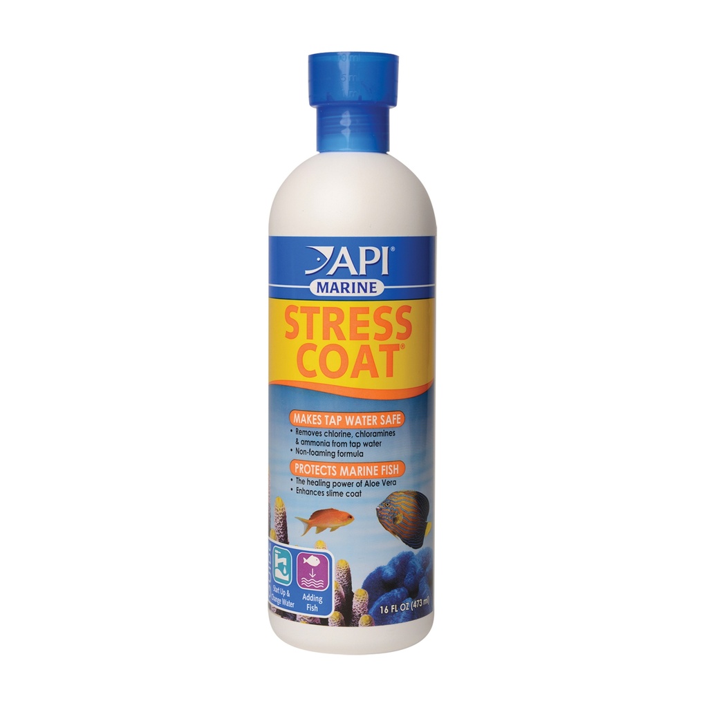Mars Fishcare API MARINE STRESS COAT Saltwater Aquarium Water Conditioner 16-Ounce Bottle