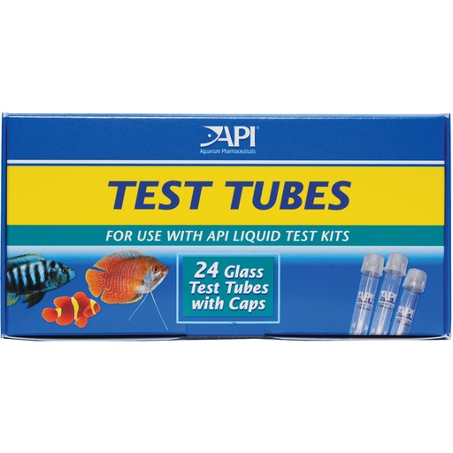 [AP32] Mars Fishcare API REPLACEMENT TEST TUBES WITH CAPS For Any Aquarium Test Kit Including API Freshwater Master Test Kit 24-Count Box
