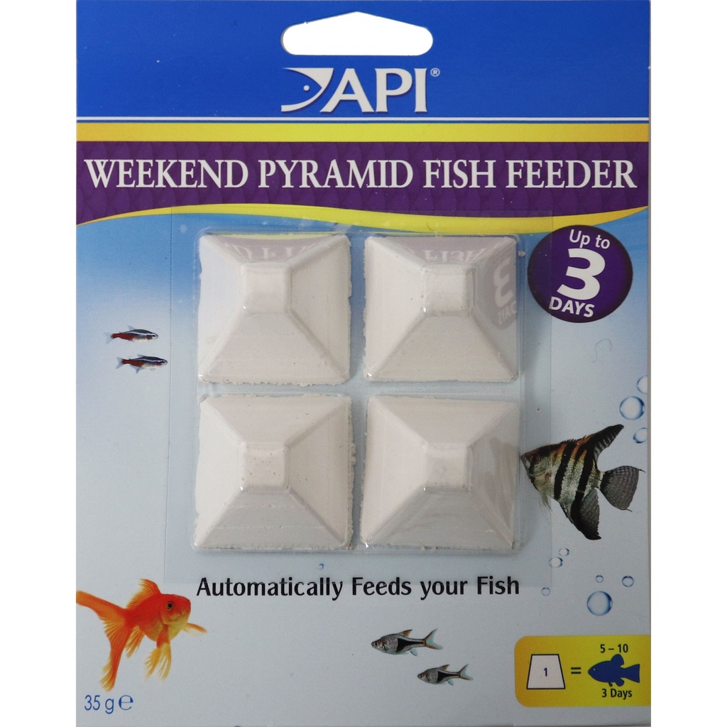 Mars Fishcare API WEEKEND PYRAMID FISH FEEDER 3-Day Automatic Fish Feeder 1.4-Ounce 4-Count Pack