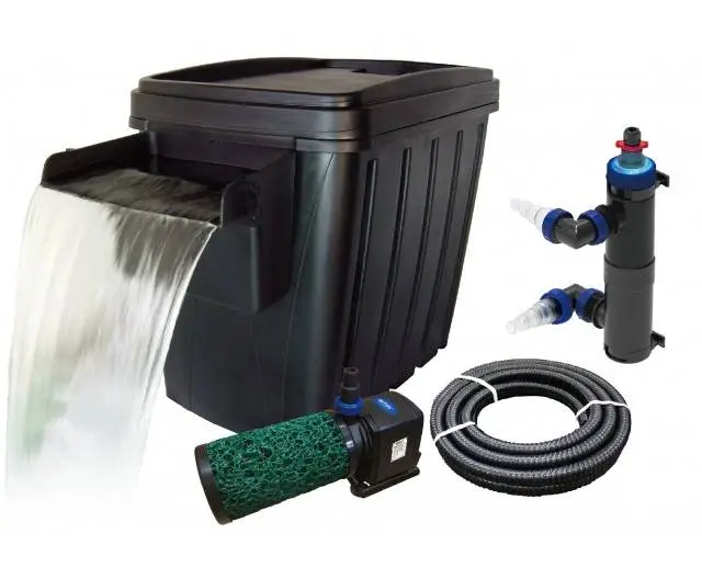 Matala BioSteps II + Magna-Flow Pump MF-1100EZ  + 25ft 3/4" Kink Free Tubing + EzClear 16W UVC Clarifier + Waterfall + Hose Clamps (MTBIOSTEPSPREMIUM)