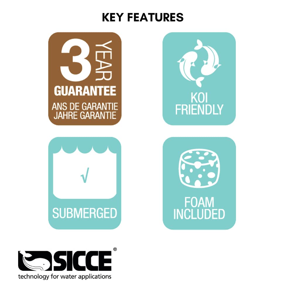 SICCE SyncraPond 0.5 – 185 GPH Pump – Koi Friendly, Self