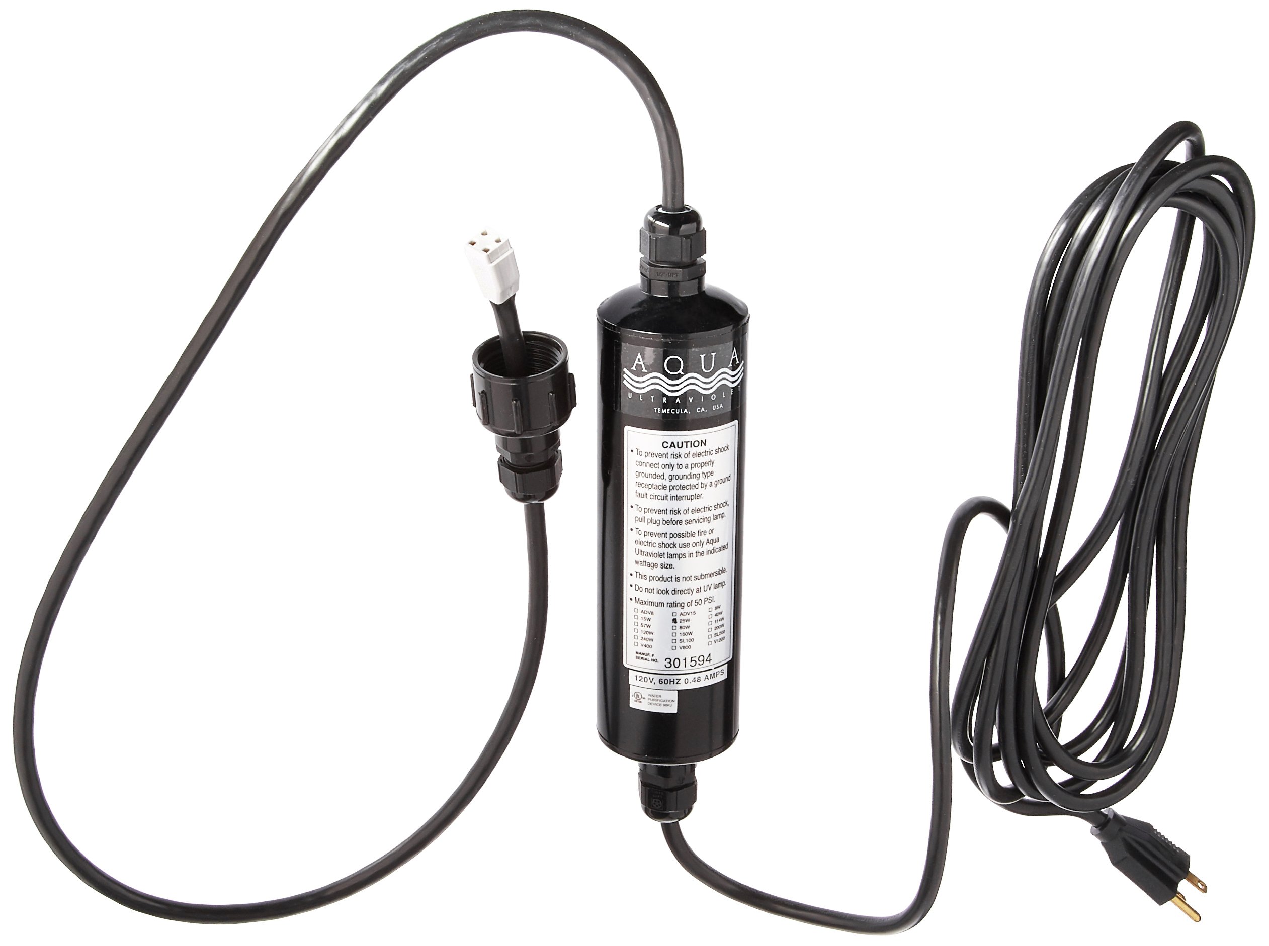 Aqua Ultraviolet 25 Watt Transformer Black Pond and Pet Direct